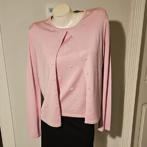 Liz Claiborne Pink Embroidered Cardigan Set
